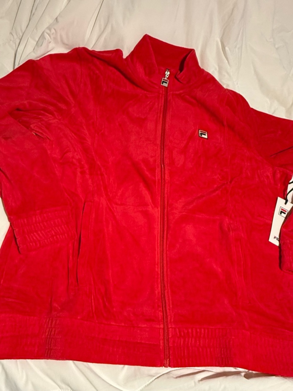 FILA Red Velour Zip-Up Jacket Mens 2x. E1